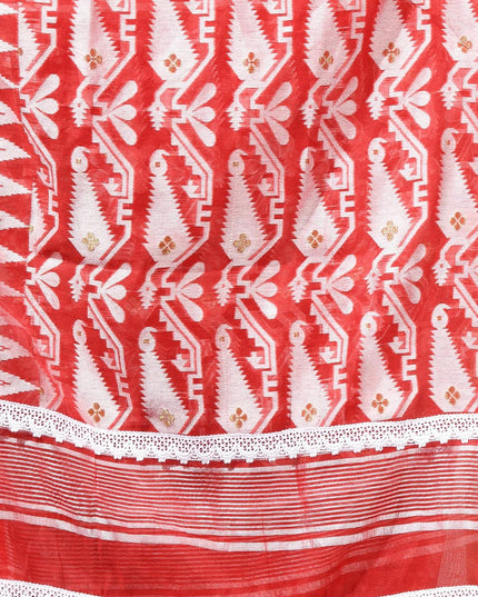 dB DESH BIDESH Women's Cotton Silk Soft Jamdani Saree Fancy Lace Border Jamdani Sarees For Women Without Blouse Piece