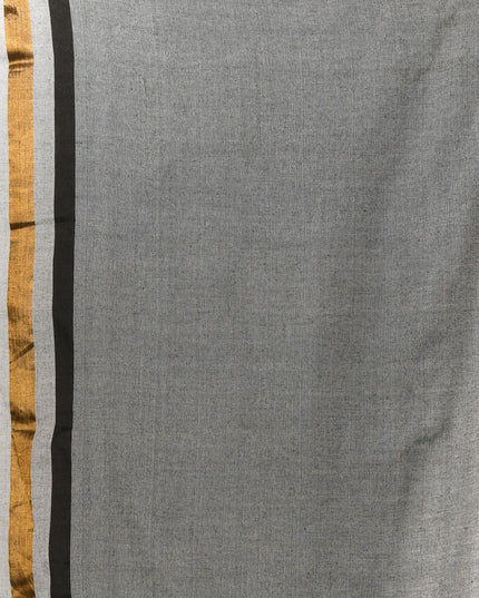 dB DESH BIDESH Women`s Mul Cotton Sarees Soft Zari Fancy Roshni Latest, Design Party, Wear Cotton Silk Saree For Woman With Blouse Piece (Black Grey Golden)