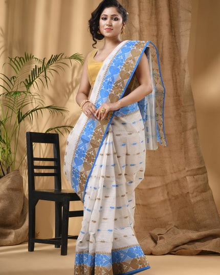 DESH BIDESH Ethnic Motif Woven Design Pure Cotton Taant Saree