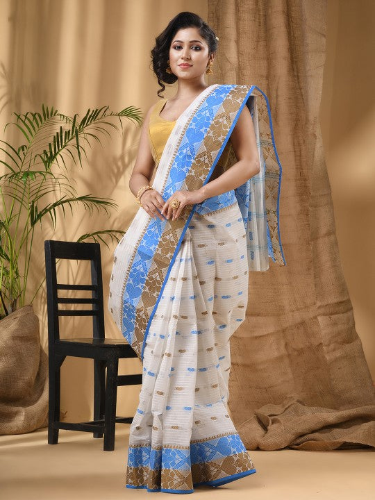 DESH BIDESH Ethnic Motif Woven Design Pure Cotton Taant Saree
