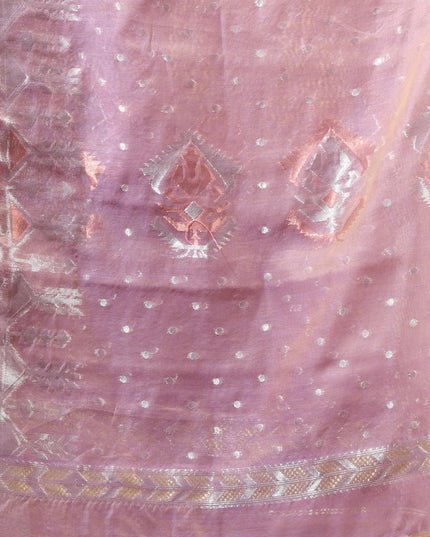 dB DESH BIDESH Women's Soft Cotton Silk Jamdani Sarees For Women for Party Festival Wedding Silk Saree GlamQueen Gold Work Design Without Blouse piece (Blush Pink)