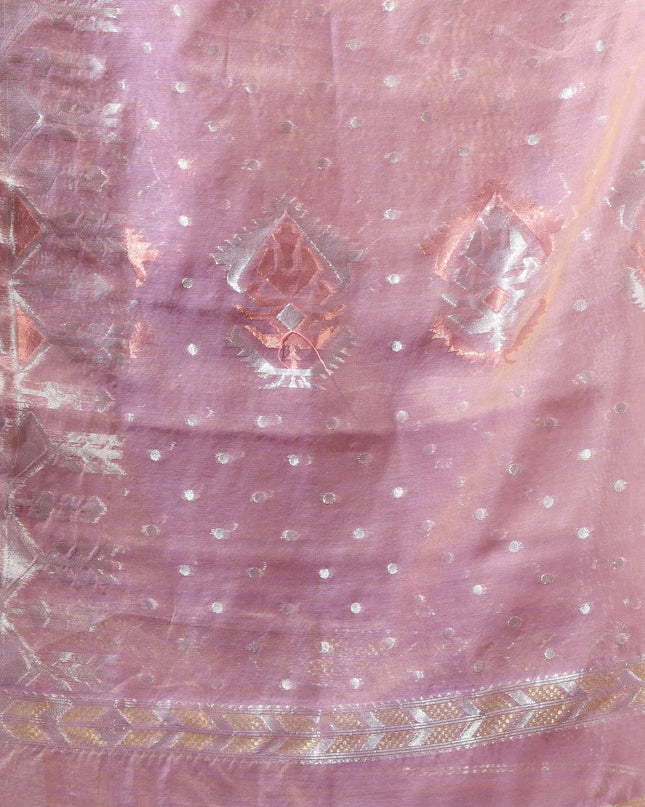 dB DESH BIDESH Women's Soft Cotton Silk Jamdani Sarees For Women for Party Festival Wedding Silk Saree GlamQueen Gold Work Design Without Blouse piece (Blush Pink)