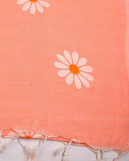 dB DESH BIDESH Women`s Mul Cotton Sarees Soft Fancy Phoolpari Latest, Design Party, Wear Cotton New Linen Saree For Woman With Blouse Piece (Peach)