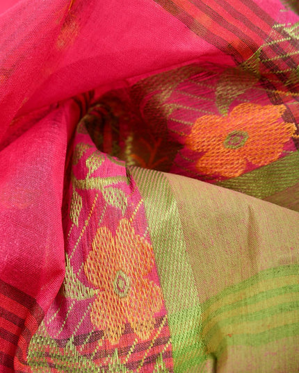 dB DESH BIDESH Women Cotton Sarees for Women Royal Patralika Design Handloom Tant Saree Daily Wear Traditional Bengali Cotton Saree Without Blouse Piece