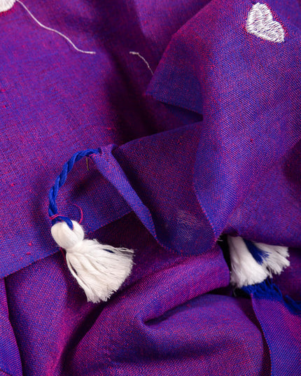 dB DESH BIDESH Women`s Cotton Sarees For Women Office Wear HeartBeat Embroidery Saree Design Soft Cotton Silk Saree With Blouse Piece (Purple)