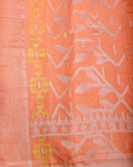 dB DESH BIDESH Women's Soft Cotton Silk Jamdani Sarees For Women for Party, Wear Linen Silk Saree Zarikatha Design Cotton saree for woman Without Blouse piece (Peach Orange)