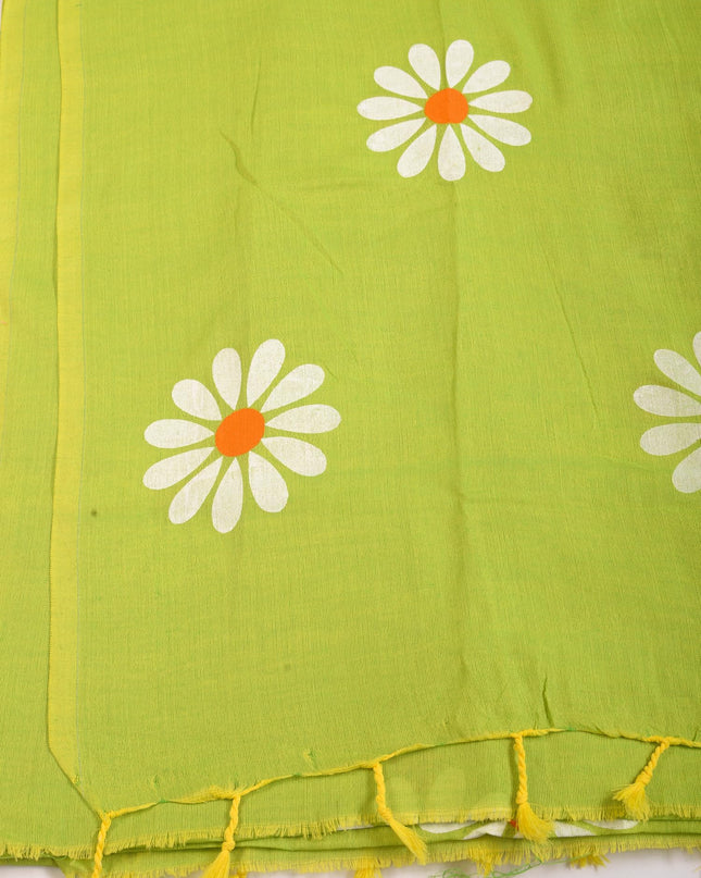 dB DESH BIDESH Women`s Mul Cotton Sarees Soft Fancy Phoolpari Latest, Design Party, Wear Cotton New Linen Saree For Woman With Blouse Piece (Green)