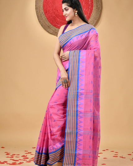 DESH BIDESH Woven Design Pure Cotton Taant Saree for Women