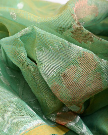 dB DESH BIDESH Women's Soft Cotton Silk Jamdani Sarees For Women for Party Festival Wedding Silk Saree GlamQueen Gold Work Design Without Blouse piece (Mint Green)