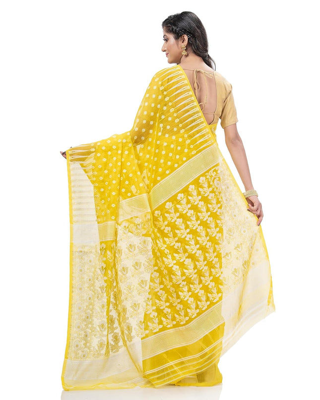 Resham Dhakai Jamdani Bengal Pure Cotton Handloom Saree Diamond Queen Design