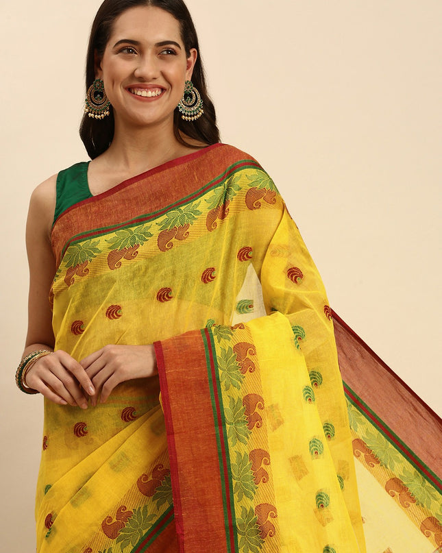 DESH BIDESH Woven Design Pure Cotton Taant Saree