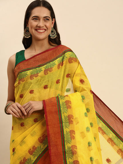 DESH BIDESH Woven Design Pure Cotton Taant Saree