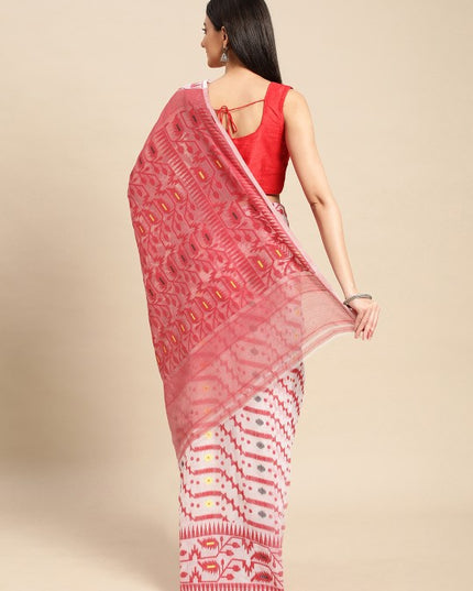 DESH BIDESH Woven Design Pure Cotton Jamdani Saree