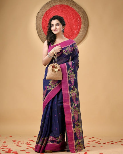 Exquisite Paisley Woven Design Pure Cotton Taant Saree for Women