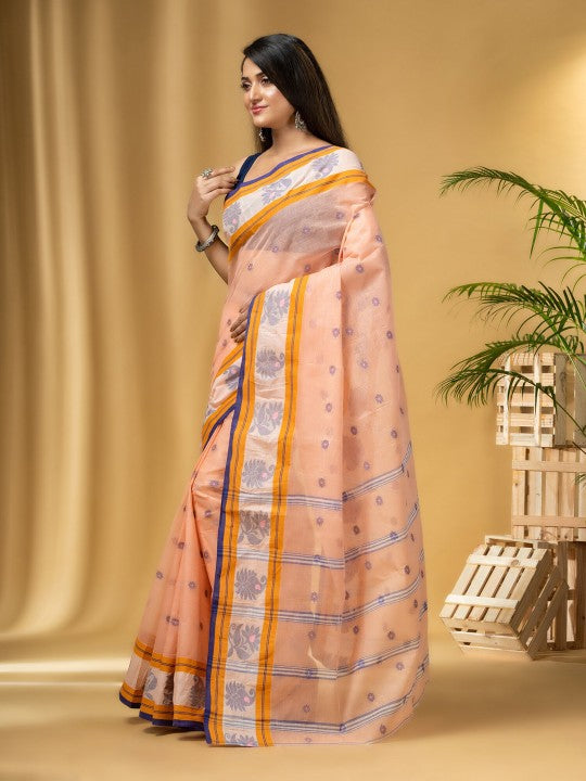 DESH BIDESH Ethnic Motifs Woven Design Pure Cotton Taant Saree