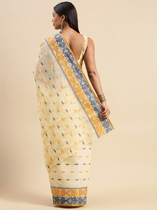 DESH BIDESH Woven Design Pure Cotton Taant Saree