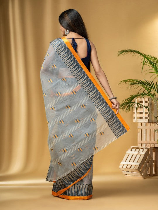 DESH BIDESH Ethnic Motifs Woven Design Pure Cotton Taant Saree