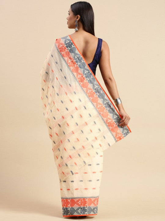 DESH BIDESH Woven Design Pure Cotton Taant Saree