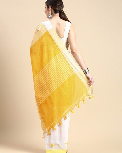 Colourblocked Pure Cotton Taant Saree