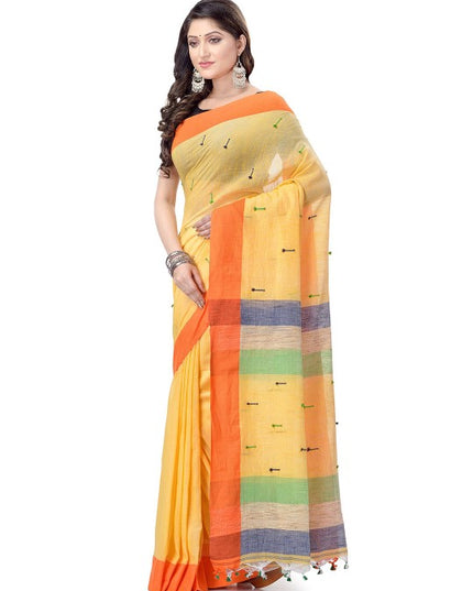 DESH BIDESH Woven Design Pure Cotton Traditional Taant Saree