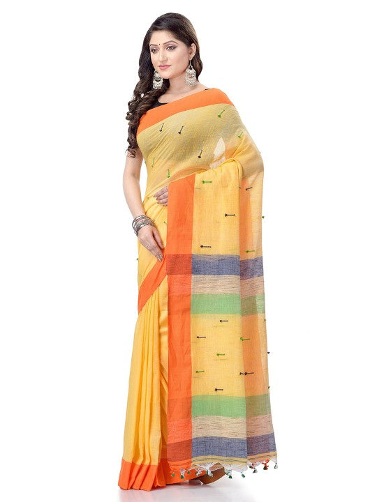 DESH BIDESH Woven Design Pure Cotton Traditional Taant Saree