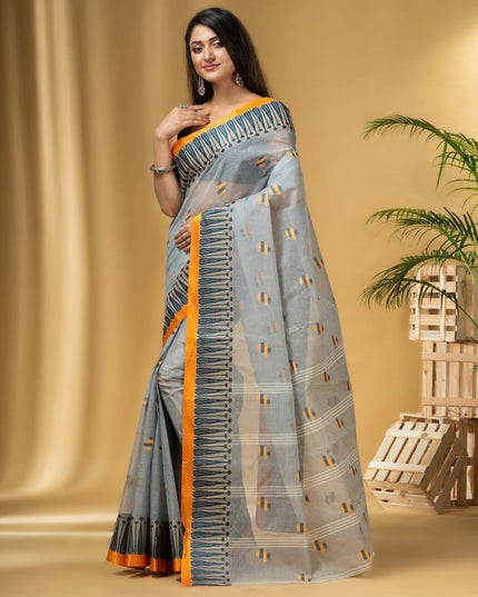 DESH BIDESH Ethnic Motifs Woven Design Pure Cotton Taant Saree