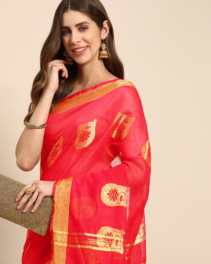 DESH BIDESH Ethnic Motifs Zari Taant Saree