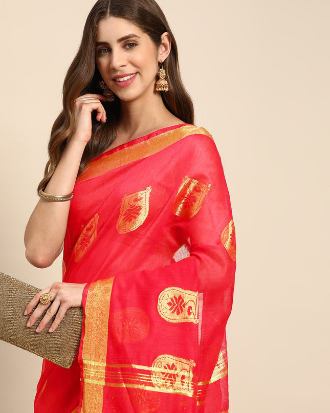 DESH BIDESH Ethnic Motifs Zari Taant Saree
