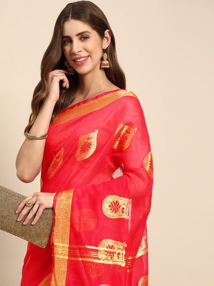 DESH BIDESH Ethnic Motifs Zari Taant Saree