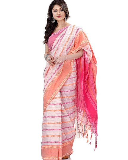 DESH BIDESH Woven Design Pure Cotton Traditional Taant Saree