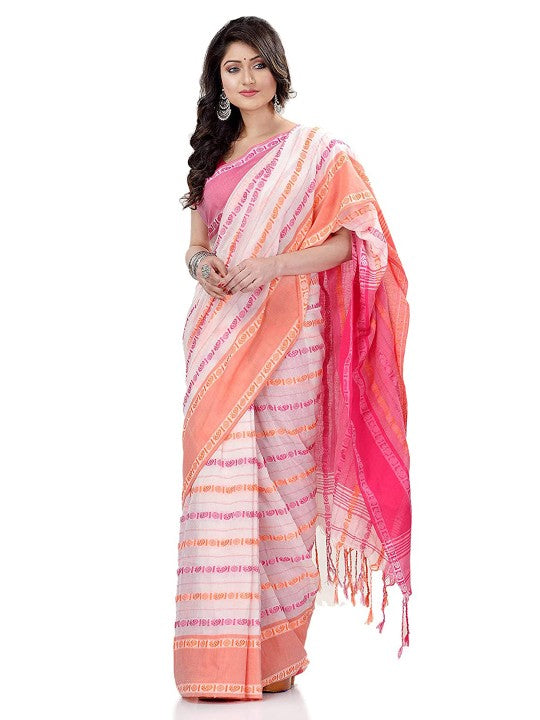 DESH BIDESH Woven Design Pure Cotton Traditional Taant Saree