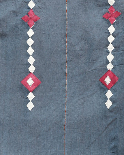 DESH BIDESH Navy Blue & White Pure Cotton Taant Saree