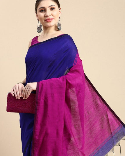 Elegant Dual-Tone Cotton Silk Saree with Unstitched Blouse Piece for Women