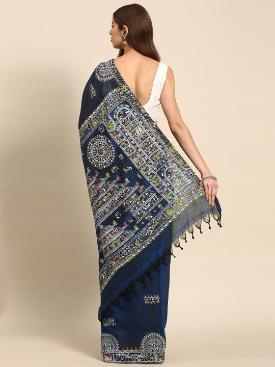 DESH BIDESH Warli Pure Cotton Taant Saree