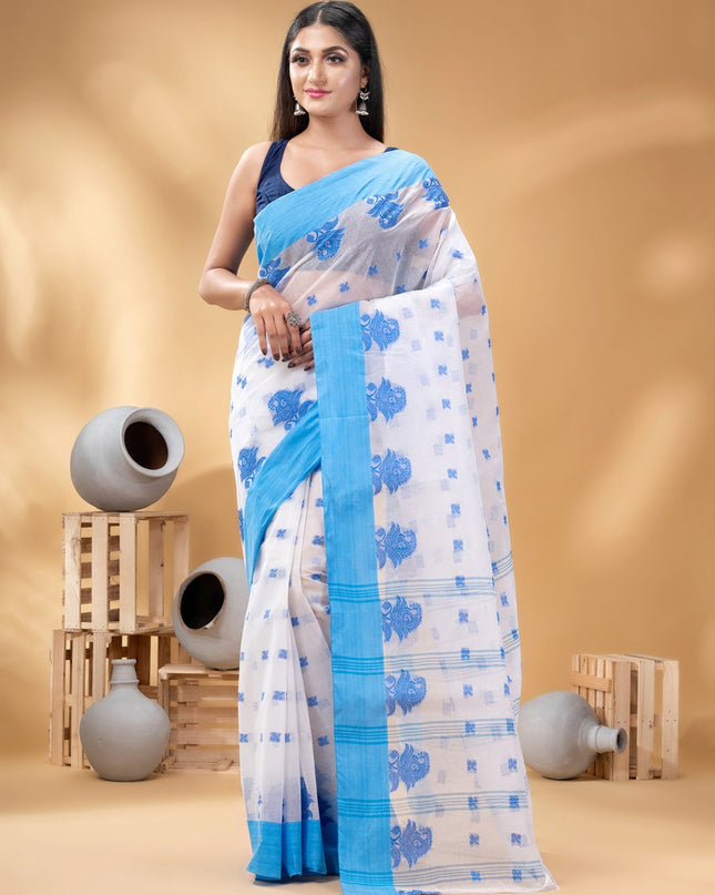 Ethnic Motifs Woven Design Pure Cotton Taant Saree