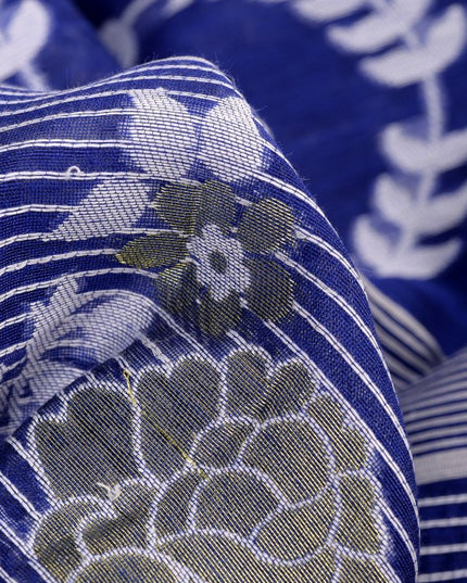 DESH BIDESH Blue & White Woven Design Zari Jamdani Saree with Border