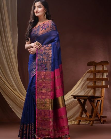 DESH BIDESH Floral Woven Design Zari Maheshwari Saree