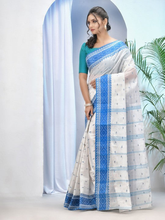 DESH BIDESH Women Woven Design Pure Cotton Jamdani Saree