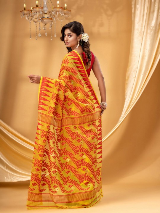 Exquisite Woven Pure Cotton Jamdani Saree for Women - Traditional Indian Attire
