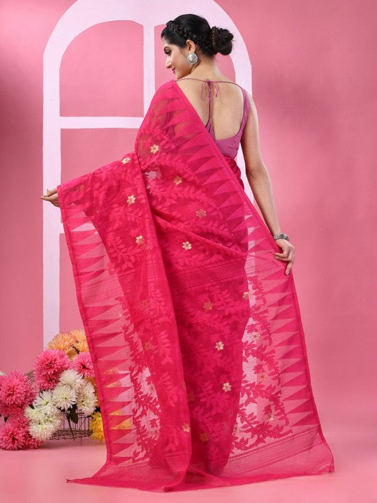 DESH BIDESH Woven Design Pure Cotton Taant Saree - Sarees for Women 33210529