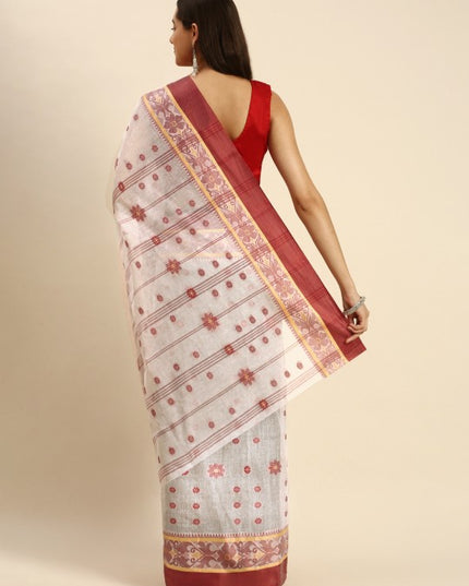 DESH BIDESH Woven Design Pure Cotton Taant Saree for Women