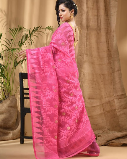 DESH BIDESH Geometric Woven Design Pure Cotton Taant Saree