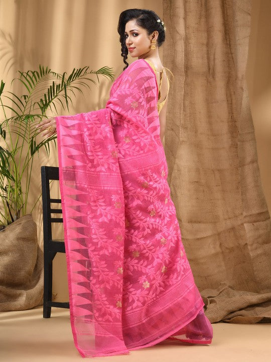 DESH BIDESH Geometric Woven Design Pure Cotton Taant Saree
