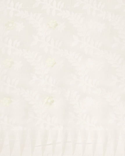 DESH BIDESH White Woven Design Pure Cotton Jamdani Saree
