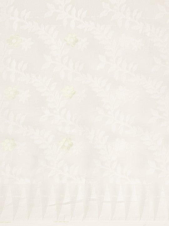 DESH BIDESH White Woven Design Pure Cotton Jamdani Saree