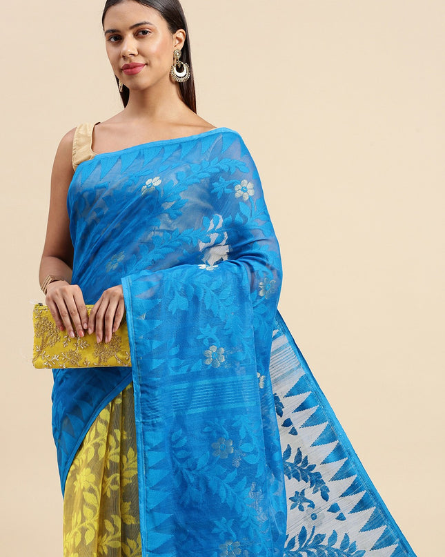 DESH BIDESH Floral Pure Cotton Taant Saree