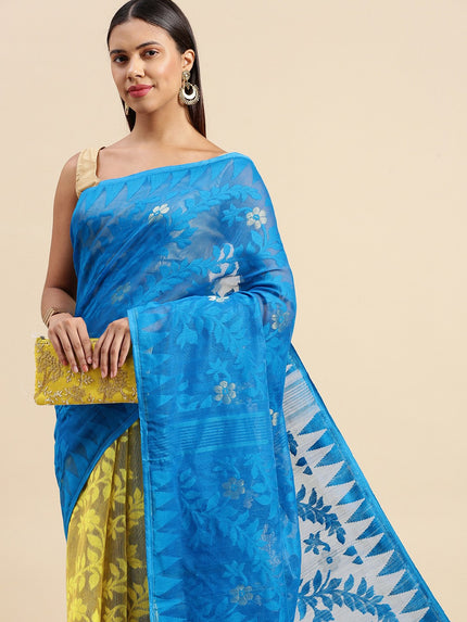DESH BIDESH Floral Pure Cotton Taant Saree