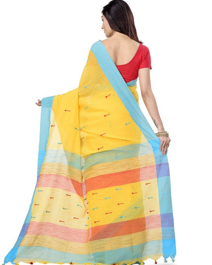 DESH BIDESH Woven Design Pure Cotton Traditional Taant Saree