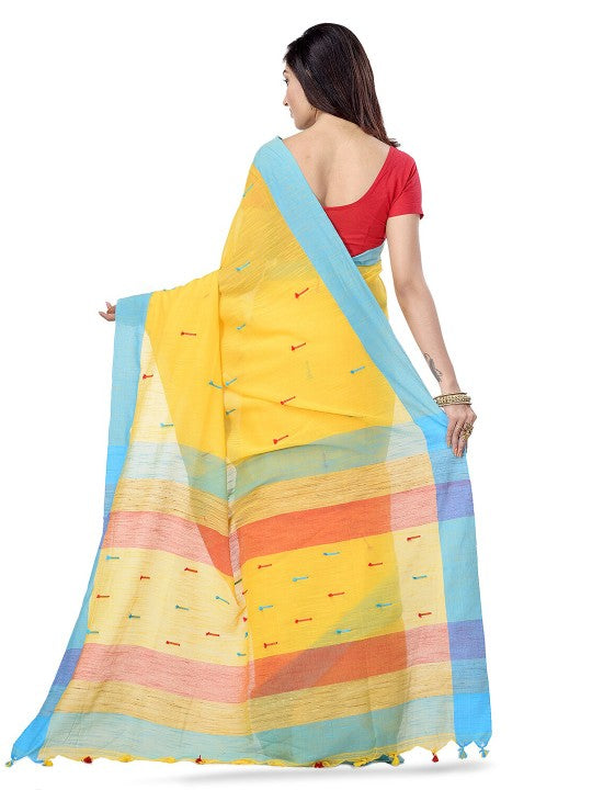 DESH BIDESH Woven Design Pure Cotton Traditional Taant Saree