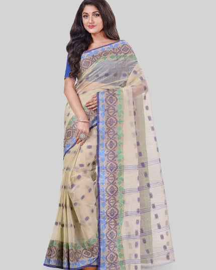 DESH BIDESH Floral Woven Design Pure Cotton Tant Saree